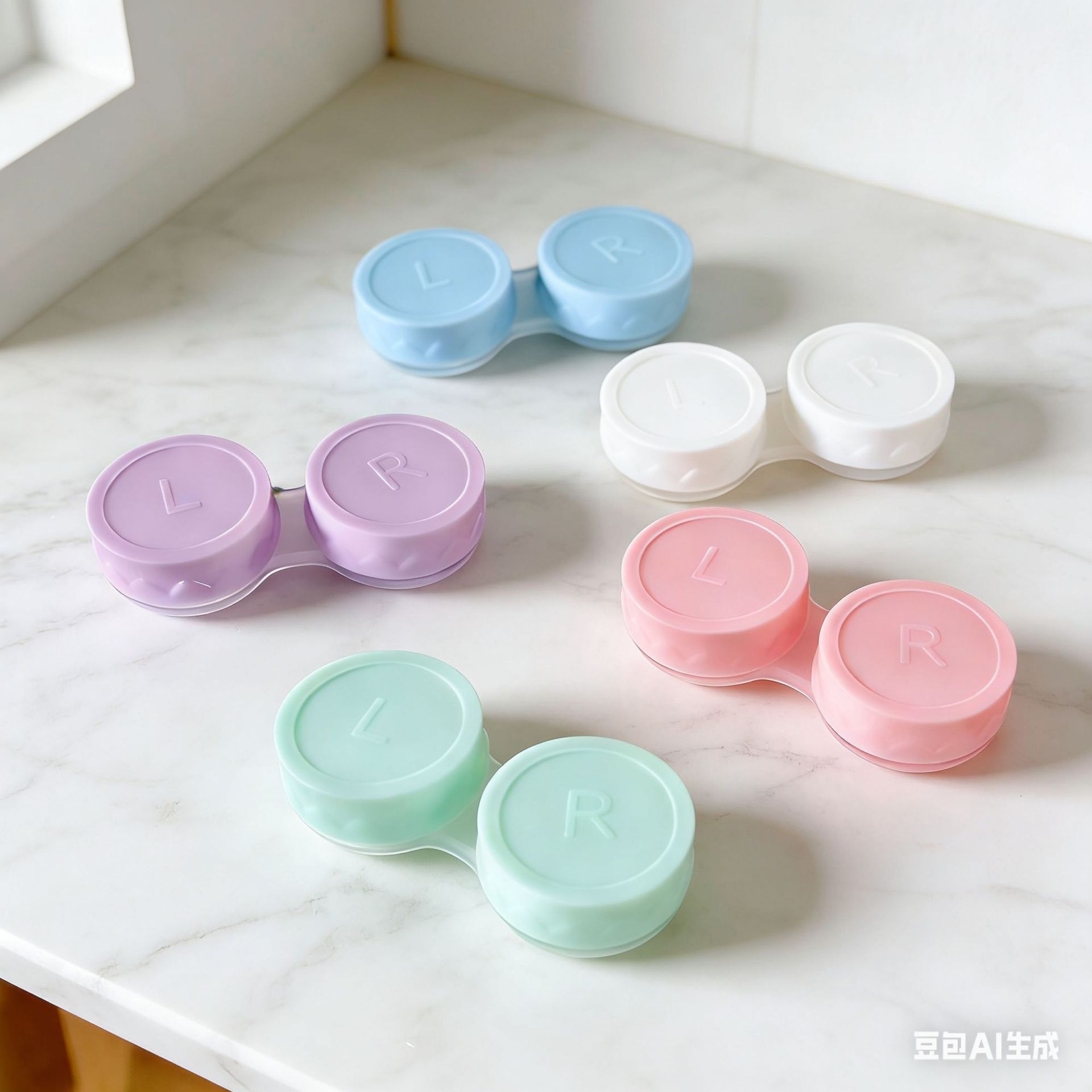 592815-G04双联盒多色隐形眼镜盒子PP材料环保简约透明底座