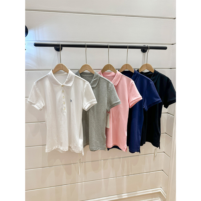 American High-Quality Rl Raff Pony Logo Embroidered Polo Collar Short-Sleeved T-Shirt for Women 25 Summer New Slim Top