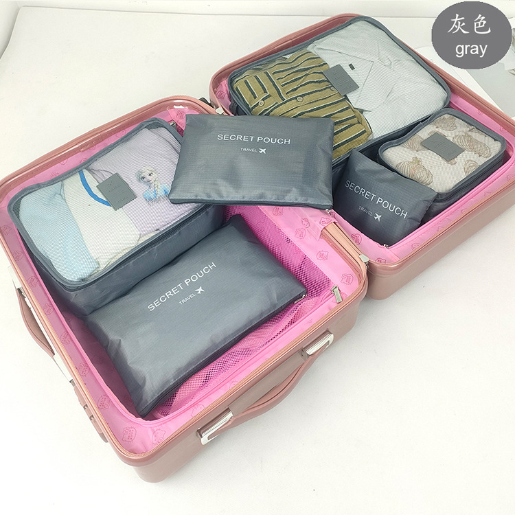 Ropa transfronteriza Bolsa de almacenamiento de viaje de 7 piezas Bolsa de lavado de clasificación de ropa interior Bolsa de almacenamiento de siete u ocho piezas Bolsa de zapatos