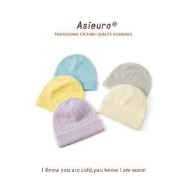 秋冬新款羊驼绒毛线帽保暖针织帽纯色跨境帽子工厂批发可定制