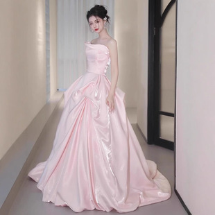 粉色抹胸甜美仙气公主裙成人礼舞会派对礼服裙生日宴会高级感礼服-阿里巴巴