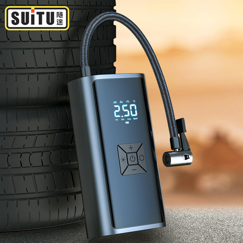 Car air pump handheld wireless digital display pump multi-function lighting warning light tire pump power bank