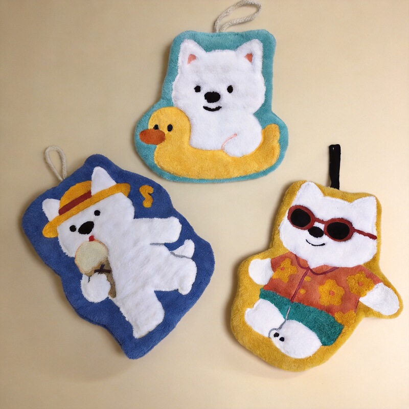 Cross-border supply of cute West Highland Woolly hand towels, absorbent and lint-free, suitable for bathroom use, cute home and children's gift Cross-border supply of cute West Highland Woolly hand towels, absorbent and lint-free, suitable for bathroom use, cute home and children's gift