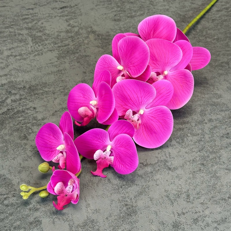 Película de 9 cabezas Phalaenopsis 3D impresión mano-sensación flor artificial boda Home Hotel decoración flor falsa al por mayor