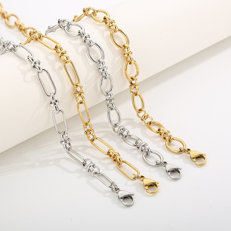 33g Weight Vacuum Plating Gold Plating Process Simple Style Solid Color Titanium Steel Plating Necklace 1 Piece