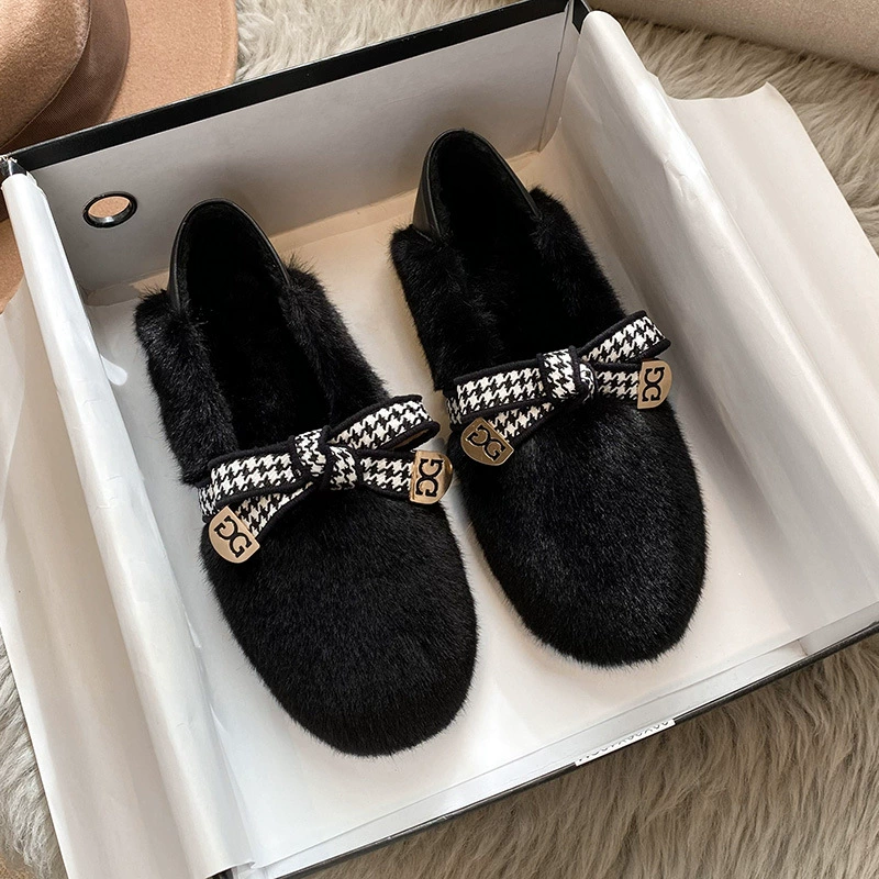 PM-5 Обувь Мао, Новинка осени/зимы 2023 года, пояс одним словом и пушистые Тапочки Мао, женская верхняя одежда больших размеров, женская обувь 41-43