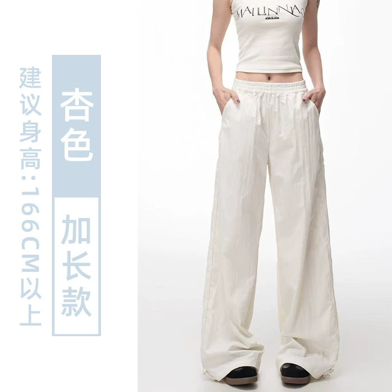Quick dry summer fitted trousers for leisure, high waist, for teenagers, loose straight fit