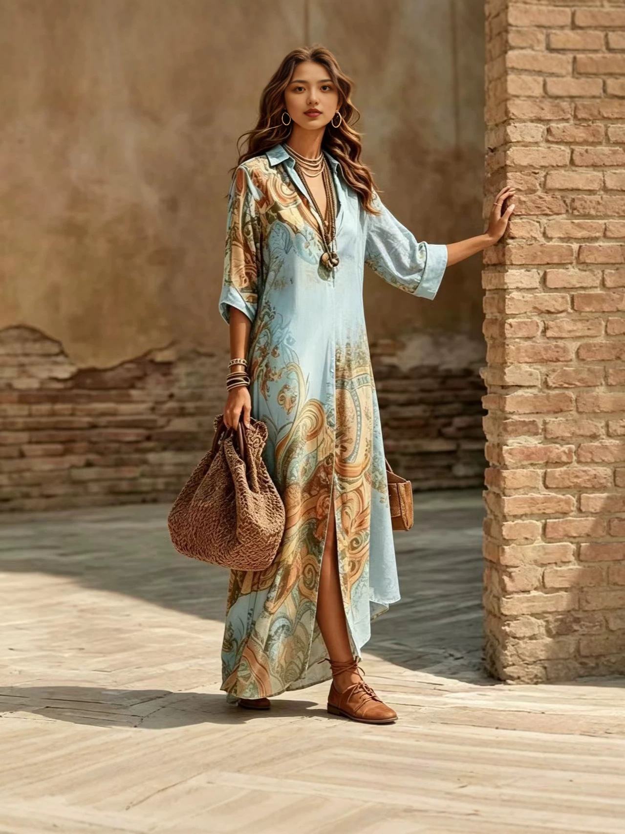 summer shiffon fresh retro long dress