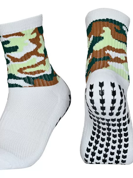 Camouflage Football Socks Short Tube Mid-Tube Socks for Men and Women Adult Sports Non-Slip Rubber Particles Shock-Absorbing Thickeneded Towel Bottom Football Socks