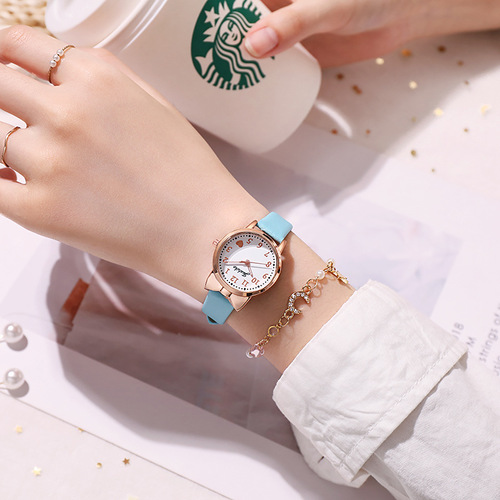 Quartz watch women's seven o'clock cat six o'clock cat love luminous needle student watch