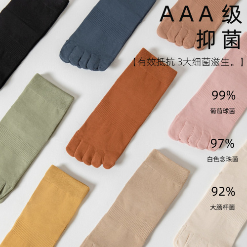 Spring and summer thin women's toe socks cotton split toe deodorant combed cotton mid-calf socks comfortable boneless women's socks wholesale