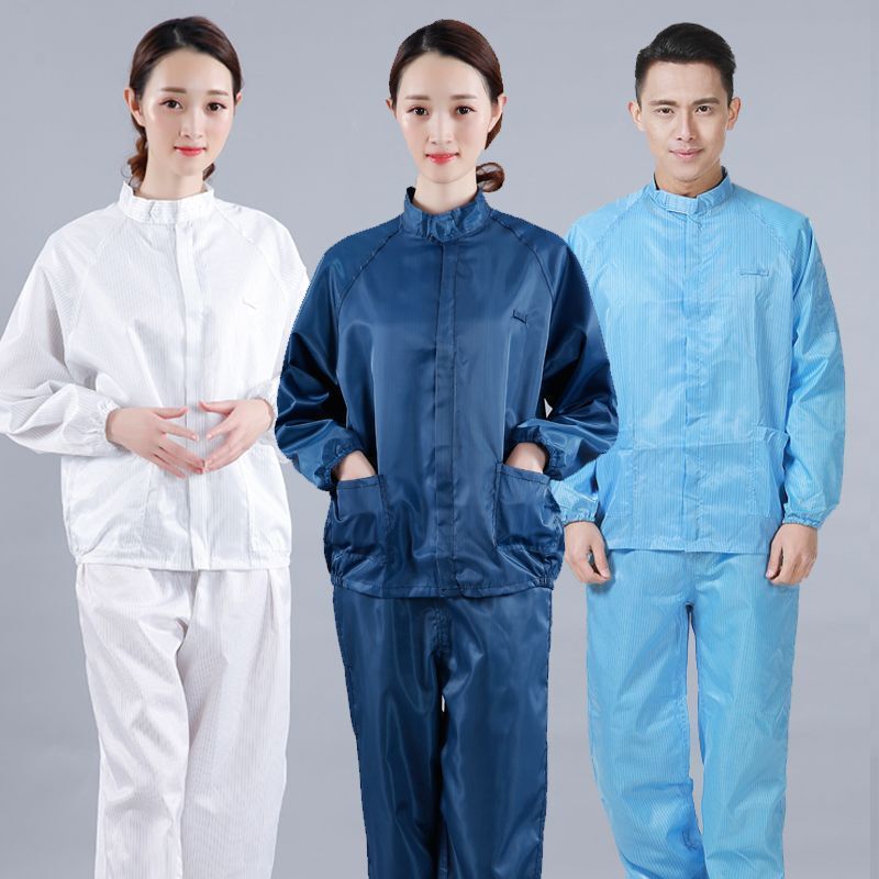 Anti-Static Split Suit Dustproof Clothing Dust-Free Workshop Clean Jacket Top with Pants Blue Men's and Women's Work Clothes