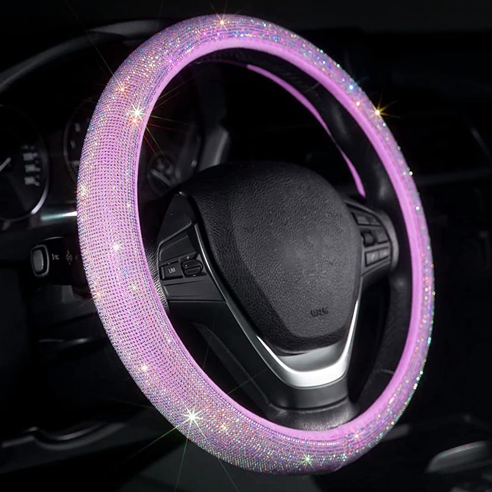 Source Factory Cross-Border Car Diamond-Studded Steering Wheel Cover with Inner Ring, Full Rhinestone Car Interior Handle Cover