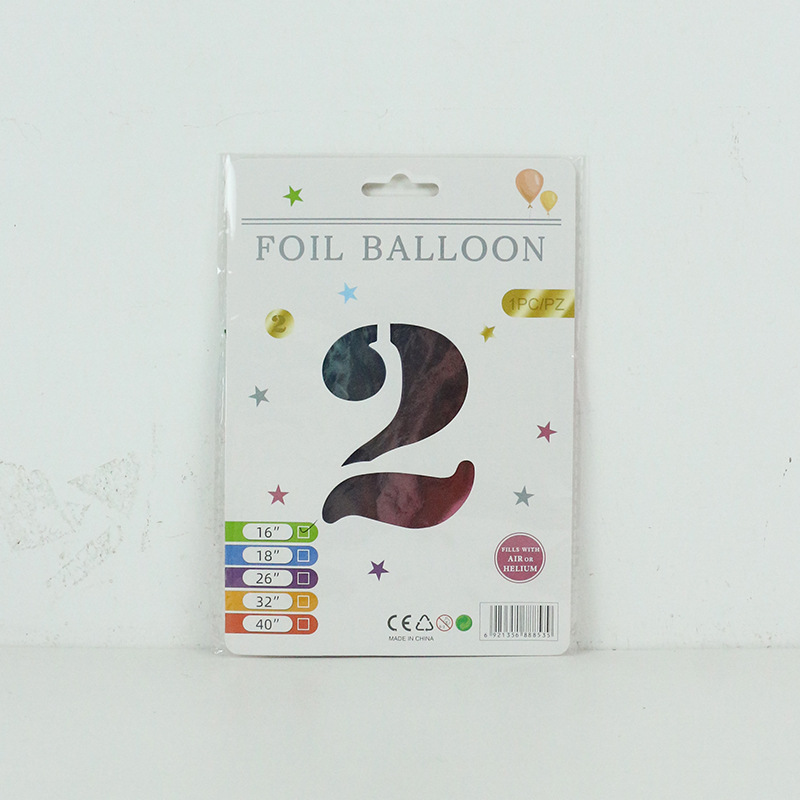 Versión americana cuerpo delgado película de aluminio globo decorativo al por mayor 16 pulgadas embalaje fino Tarjeta de papel digital independiente embalaje papel de aluminio globo