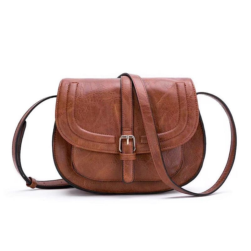 Amazon's Best-Selling Hong Kong Style Retro Saddle Bag Women's Shoulder Crossbody Bag European and American Versatile Women's Semi-Circle Bag Women