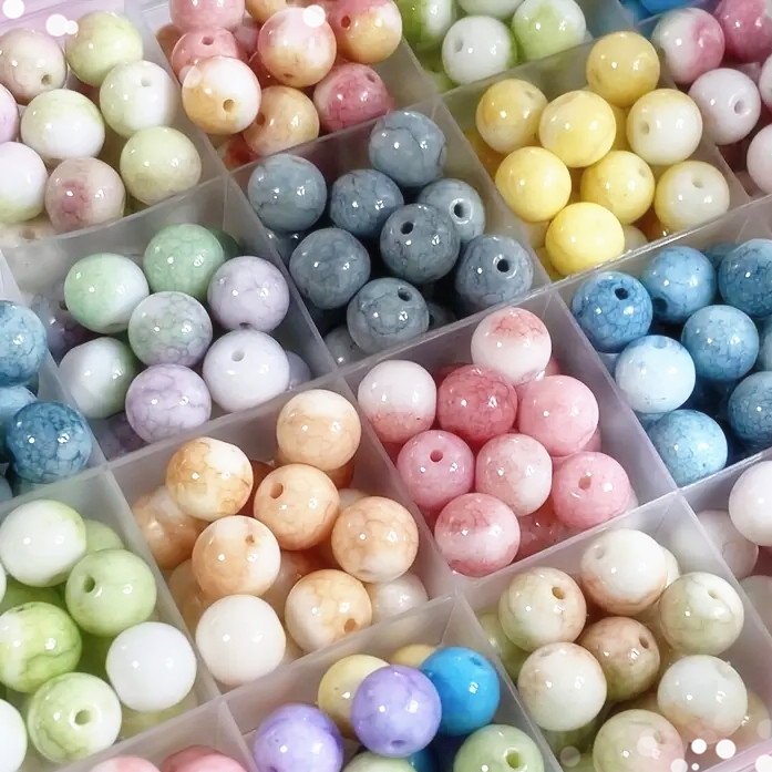 瓷珠琉璃圆珠裂纹陶瓷散珠玻璃手工diy手串项链饰品配件材料批发