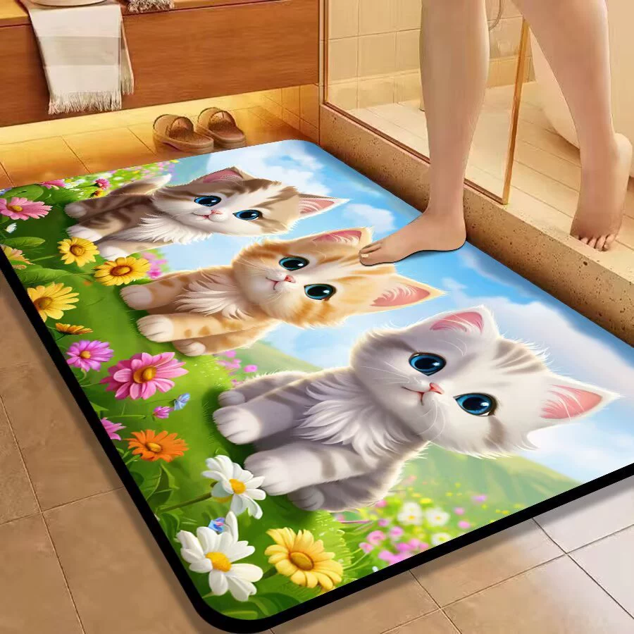 3D Мультфильм всасывающий коврик для ванной воды Мягкий диатомовый грязевой коврик для быстрого высыхания туалета дверь кухня противоскользящие и грязные ножки