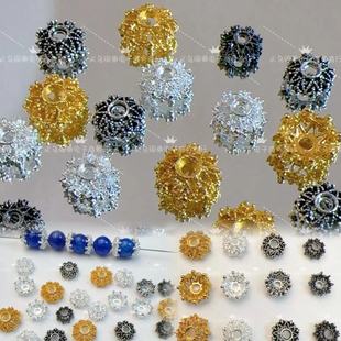 Alloy Heavy-Duty Lace Hollow Flower Holder Spacer DIY Beaded Bracelet Necklace Flower Cap Spacer Beads Loose Bead Jewelry Accessories