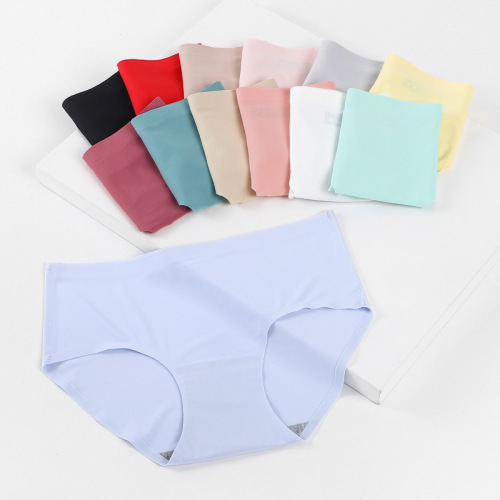 Women's ice silk seamless underwear one-piece underwear breathable mid-waist sexy women's underwear briefs bare head 810