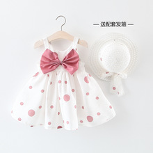 批發2021夏季新款0-4歲女童裙針織條紋女寶寶裙子圓領短袖小童裙