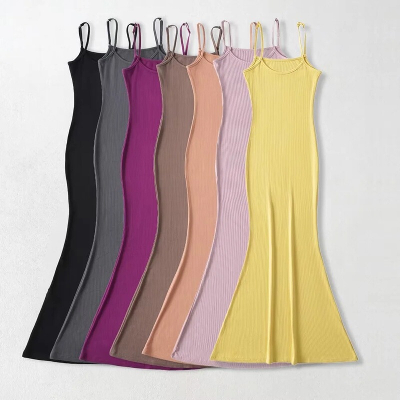 Sexy Mermaid Tail Suspbottomer Dress for Women 2023 Summer New Sexy Slim Bottoming Hip-Covering Mid-Length Skirt Beautiful