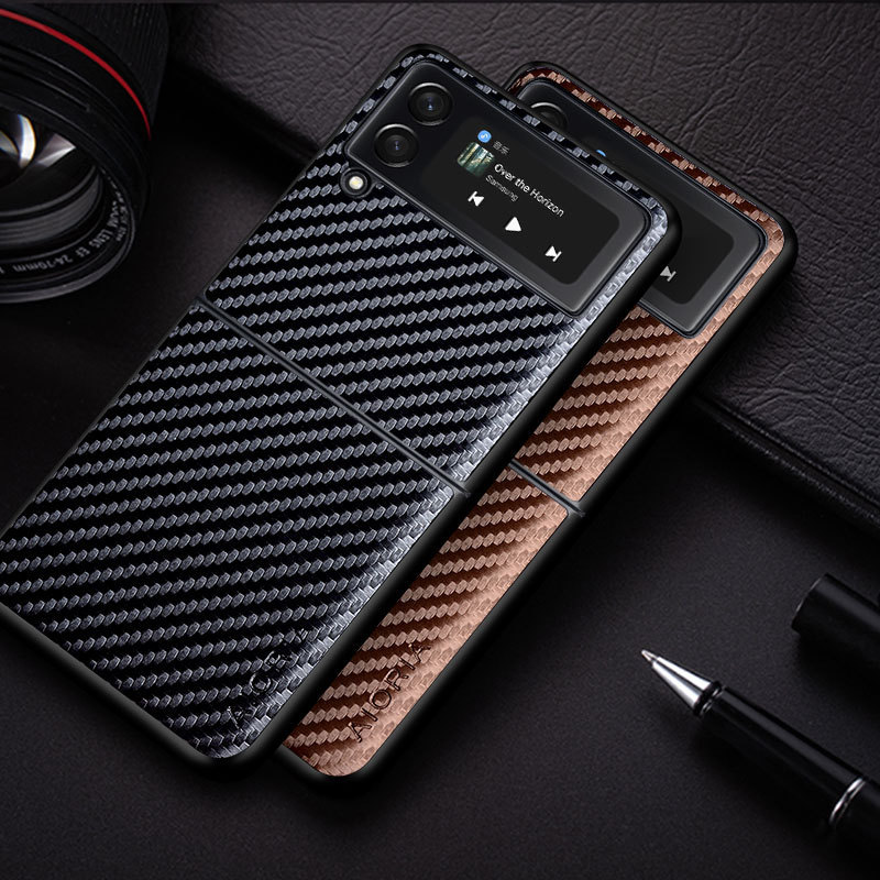 Suitable for [Samsung] Galaxy Z Filp4 5G mobile phone protective case carbon fiber woven pattern mobile phone case