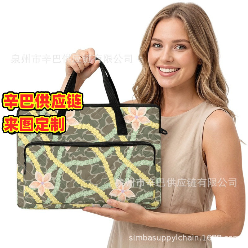 Original Design Floral Embroidery Computer Bag, Exclusively for Cross-Border Sales, Portable Laptop Bag, Supports Odm Customization