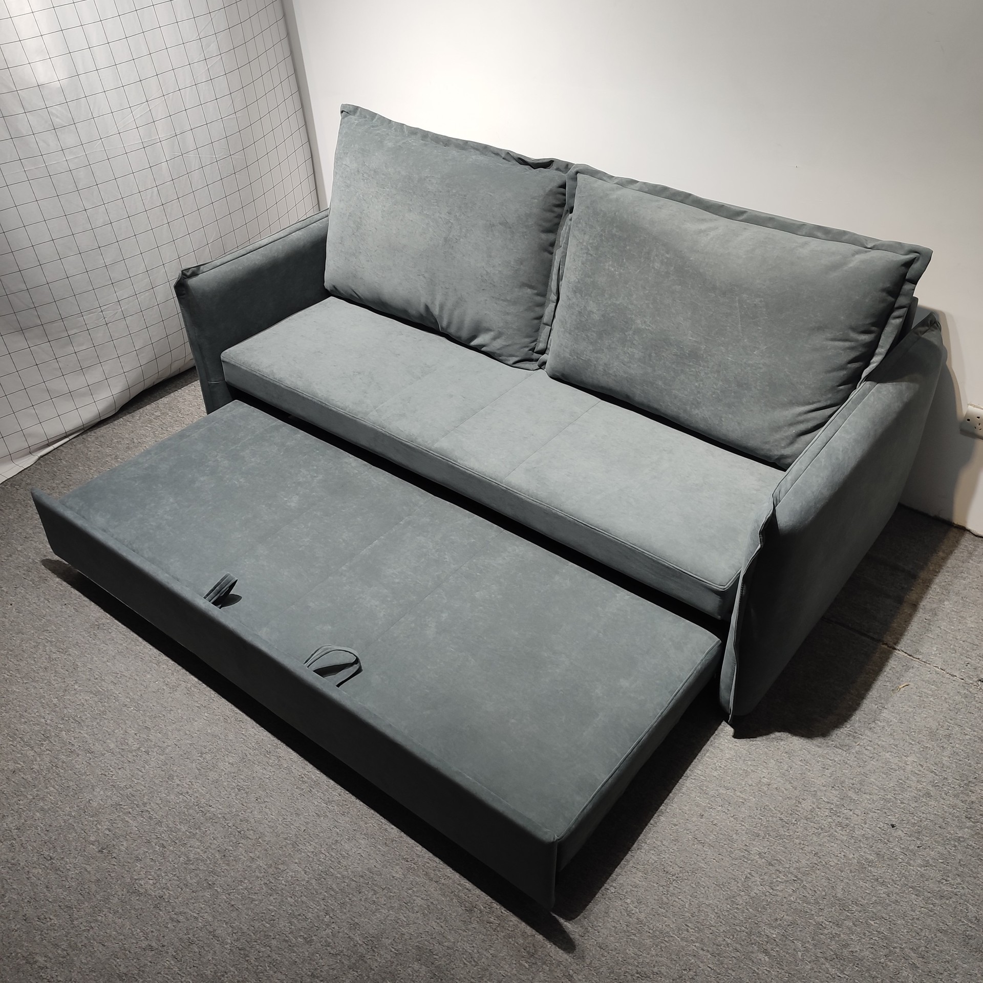 Apartamento sala de estar pequeña casa multifuncional sin lavado desmontable tecnología seda sofá cama empuje plegable peinado
