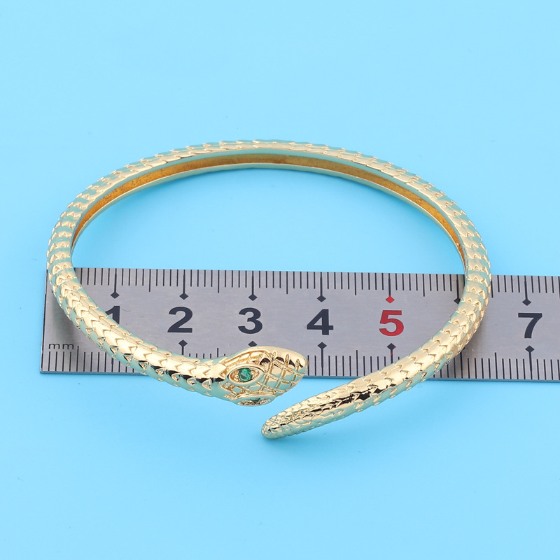 Retro Snake Copper Bangle Inlay Zircon Copper Bracelets