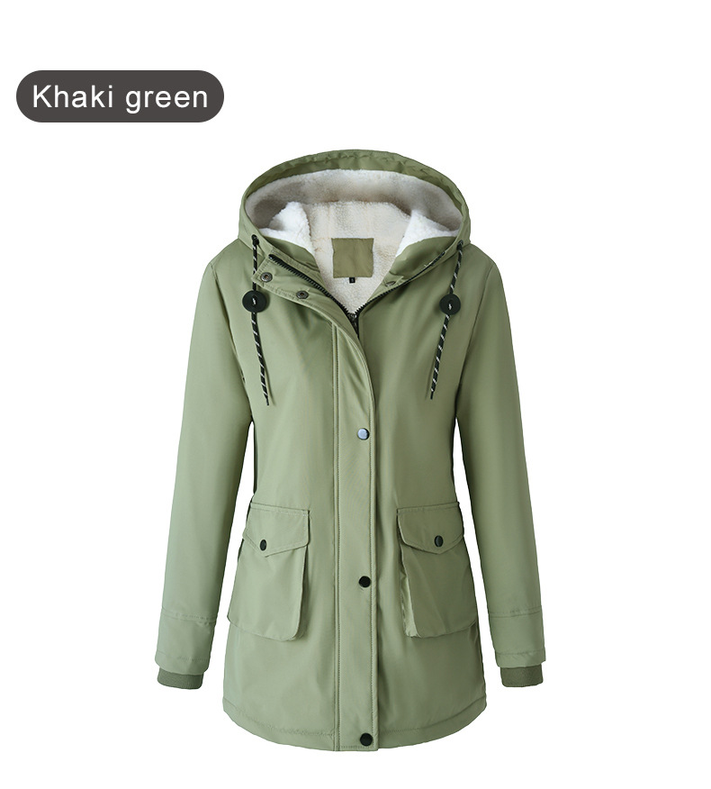 Women’s Winter Parka With Lambswool Lining Warm Cotton Jacket_voghion.com
