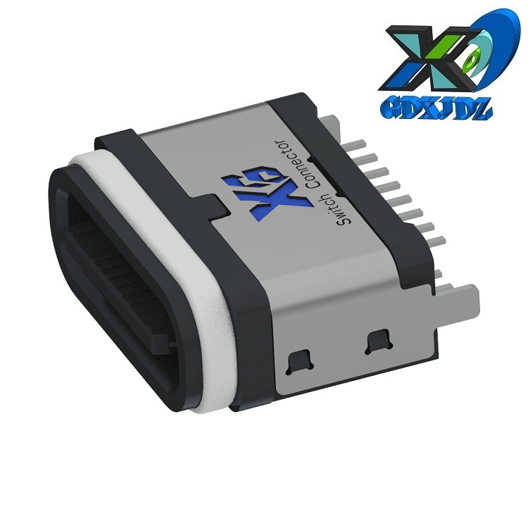 In-line Typec female socket 7.45mm high waterproof in-line USB socket Type C 3.2 waterproof USB socket 16P