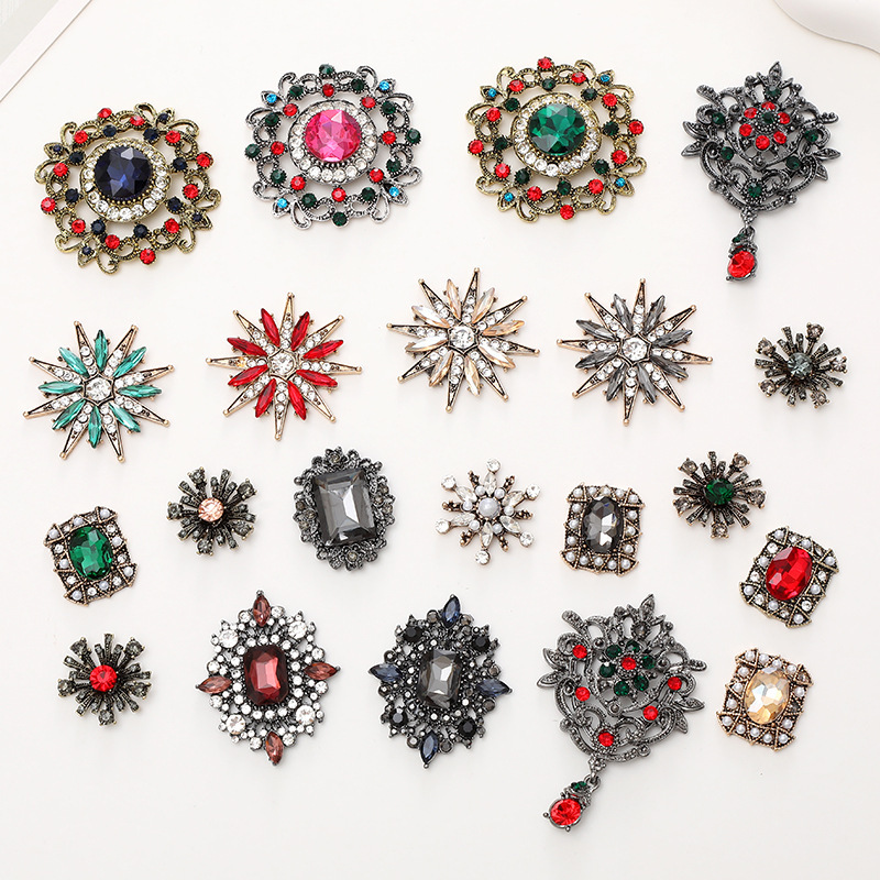 New Retro Gem Flower Handmade Diamond Pearl Flower DIY Mobile Phone Case Beauty Small Fragrance Hole Shoe Accessories Flower