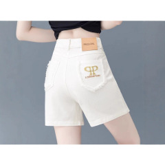デニムの半ズボンの女性の夏の薄いタイプの2025年の新型の刺繍の腰がゆったりしています。