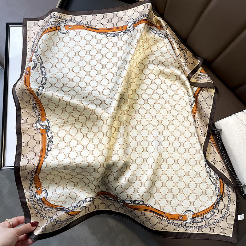 70cm pequeña toalla cuadrada primavera y otoño universal sensación de alto nivel de seda simulación bufandas de seda para mujeres con camisa de decoración profesional bufandas de cuello