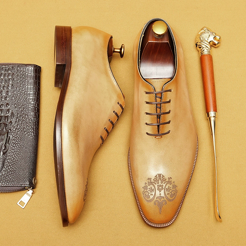 [Предпродажа нет в наличии] остроносые кожаные туфли мужские из натуральной кожи британская резная деловая официальная одежда оксфорды из воловьей кожи
