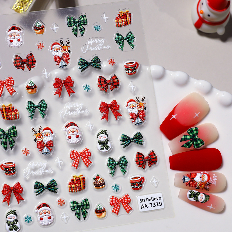 Original Christmas Snowman Nail Stickers 5D Embossed Stereo Colorful Christmas Tree DIY Nail Art Stickers Jewelry Aa Style Original Christmas Snowman Nail Stickers 5D Embossed Stereo Colorful Christmas Tree DIY Nail Art Stickers Jewelry Aa Style