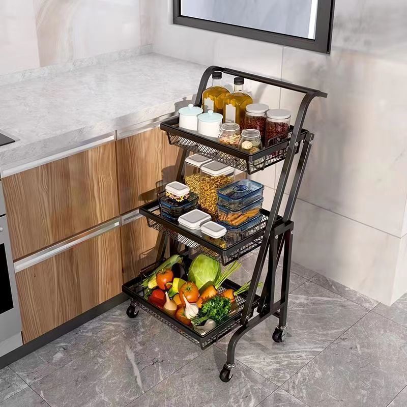 Transformed parallel standing rack Balcony mobile small cart can fold the wheel snack multi -meat shelf stall stall stall