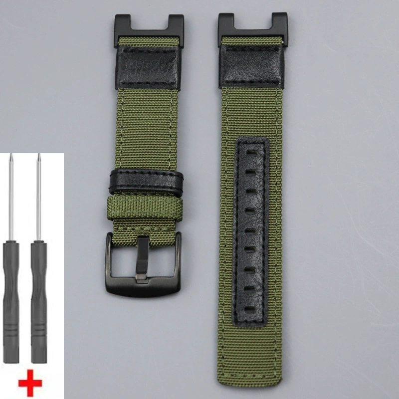 Ремешок для Huami Amazfit T‑Rex (A1918) — холщовый нейлон чёрный, кожаная отделка, с отвёрткой