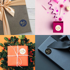 燙金感謝貼紙感恩朋友家人thankyou圓形不乾膠標籤禮物裝飾封口貼