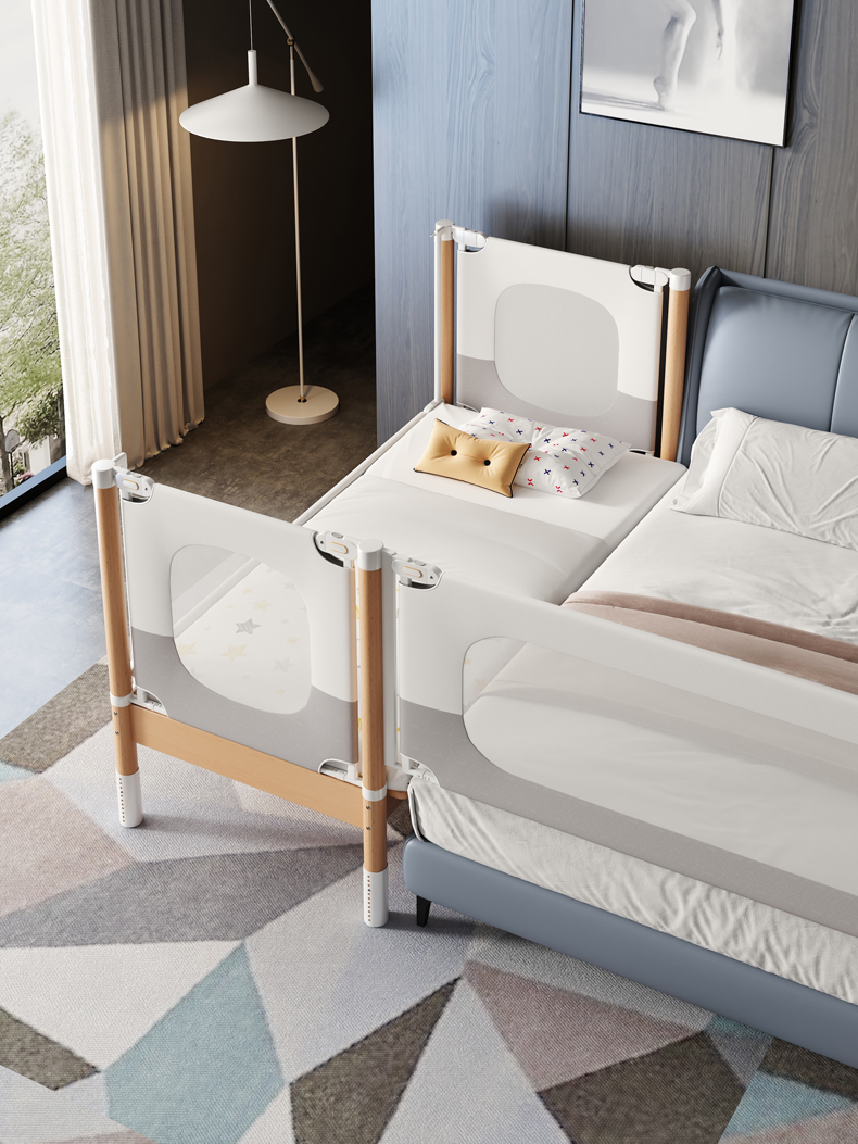 ♔ Tongxiling Spliced Baby Crib with Solid Wood, Widened Bedside Attachment to Large Bed, Seamless, Adjustable Height Guardrail for Babies and Children