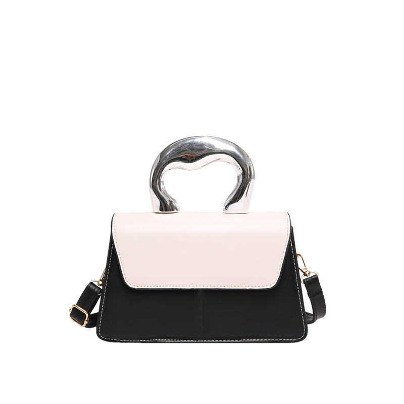 Color contrastante personalidad casual 2024 nueva moda femenina simple textura metálica portátil hombro mochila pequeña