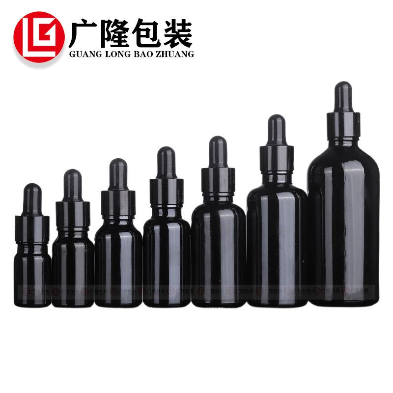 10ml黒色ドロッパーガラス精油瓶、20個のエッセンス分注瓶、5ml化粧品容器、遮光空瓶|undefined