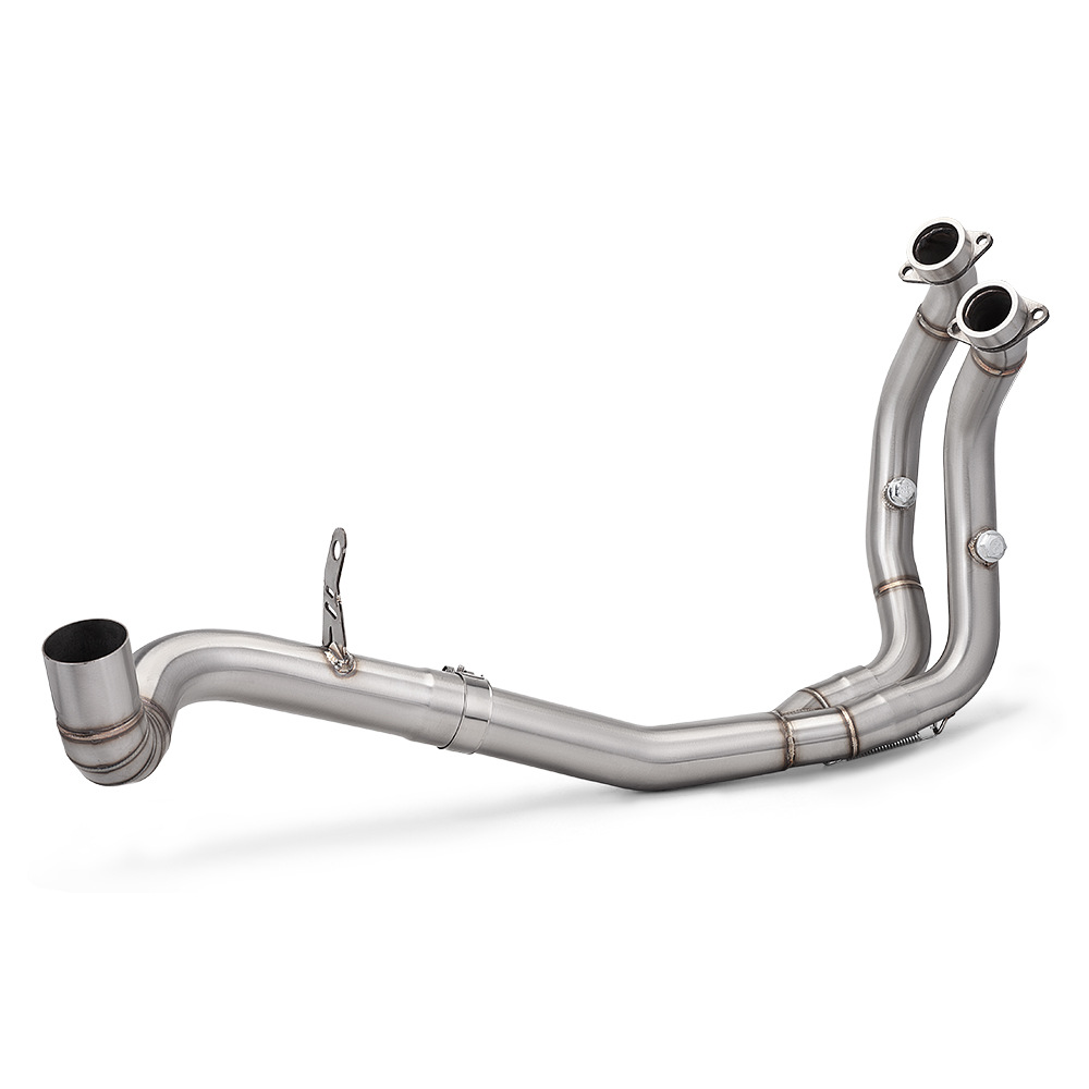 Motorcycle Modification: Stainless Steel Front and Middle Sections of the Exhaust Pipe for the Infinix Ds900X, Connected to the Original Tail Section for Non-Destructive Installation