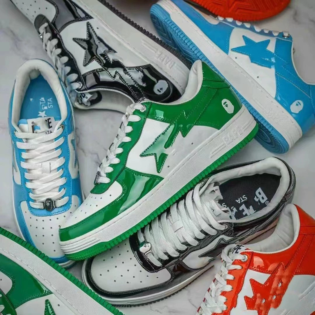 Putian BAPESTA с головой обезьяны, совместный бренд Marvel, лакированная кожа, низкие мужские и женские спортивные туфли для скейтборда, обувь со звездами-молниями, экспорт