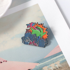 外貿新款創意青蛙怪獸破壞建築合金胸針個性時尚衣服包包裝飾徽章