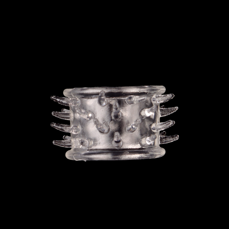 Beaded Non-vibrating Cock Ring, Transparent TPE Wearable Sleeve, Large Size — detail image 3