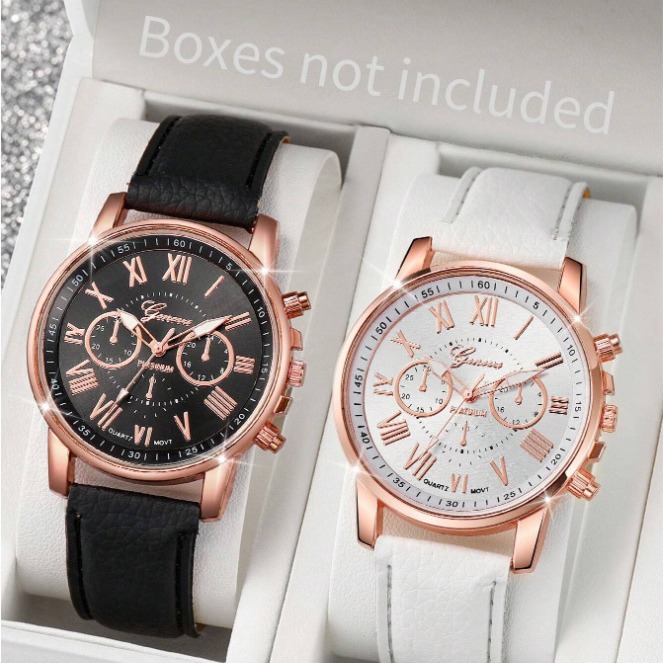 Nuovo orologio con cinturino in pelle PU Orologio al quarzo Three Eyes Geneva Orologio alla moda per coppie Orologio classificato_voghion.com