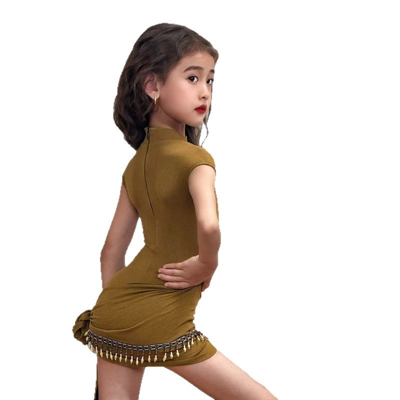 FAZ 子供用ラテンダンススカートスーツ、高級練習服、子供用ネットセレブラテンダンス練習服、パフォーマンス服|undefined