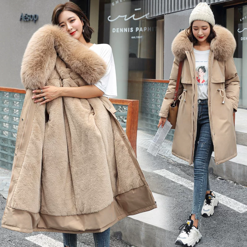 Long down jacket with down, brace, plus size, feather stuffing, mid-length, maxi length, Korean style, increased thickness