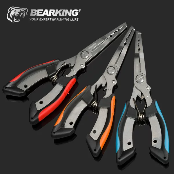 Bear King Multifunctional Lure Pliers Stainless Steel Needle-Nose Pliers Head Anti-Slip Handle Hook Remover Line Cutter Open Ring Crimping Lead Bite